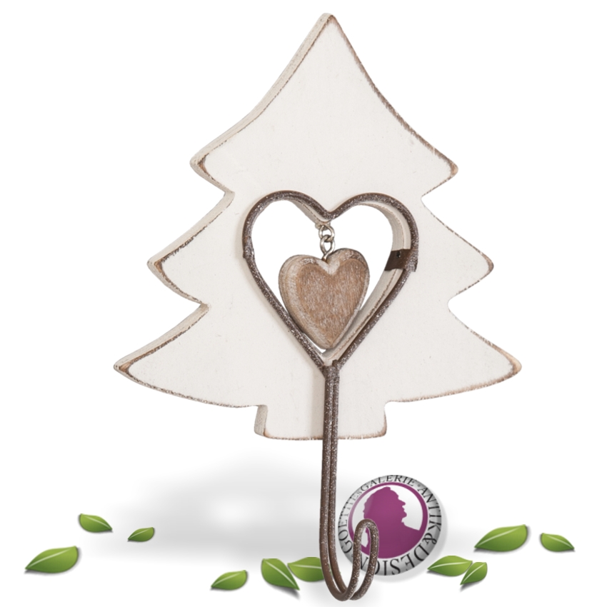 Haken Clayre & Eef Wandhaken Herz Holz Metall Garderobe Tannenbaum Haken Wandhaken Garderobe Tannenbaum Holz Metall Clayre Eef
