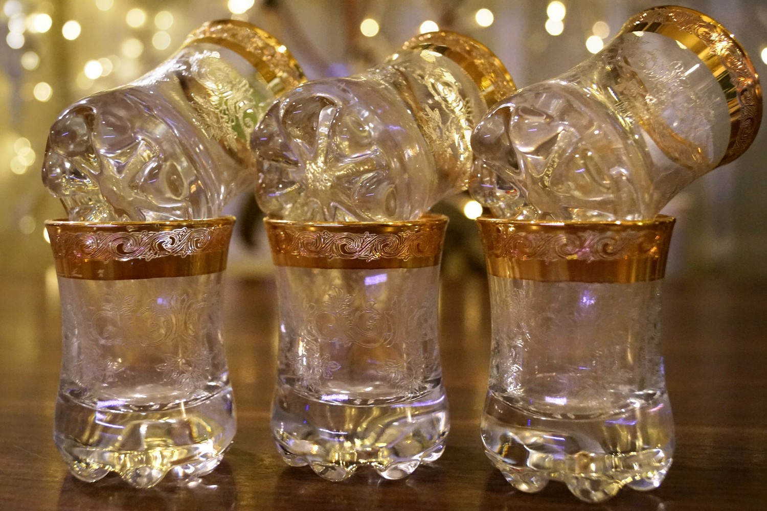 Kristallgläser Goldrand Murano Medici Schnapsbecher