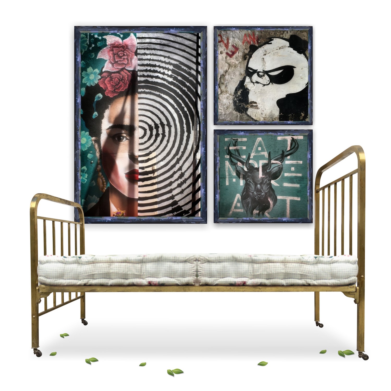 Messingbett antik Jugendstil Vintage golden Daybed