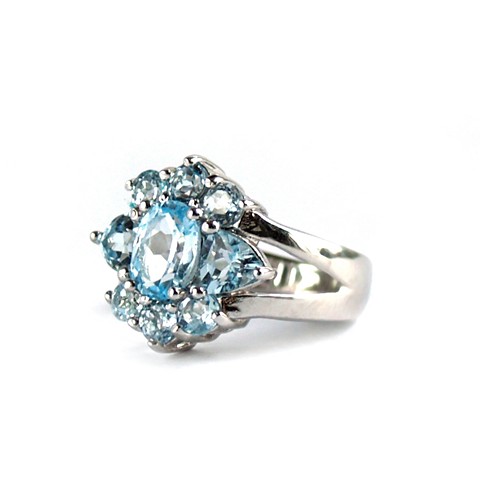 925 Silber Ring Blautopas