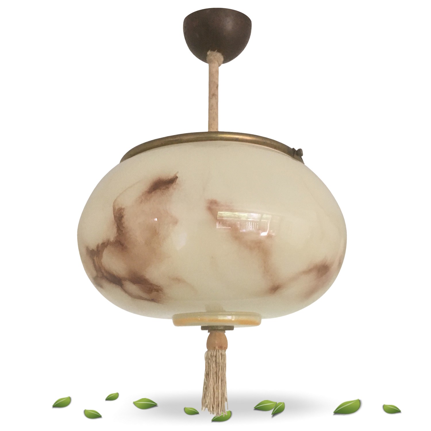 Hängelampe Art Deco marmoriert Artdeco Original Luster Glas Haengeleuchte