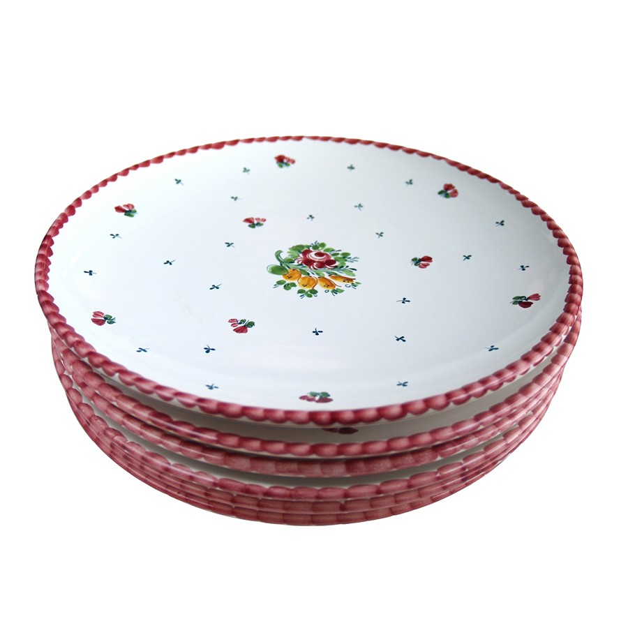 Gmundner Keramik Teller rosa Rosen "Biedermeier" Fleischteller Gmundner Bidermeier Teller