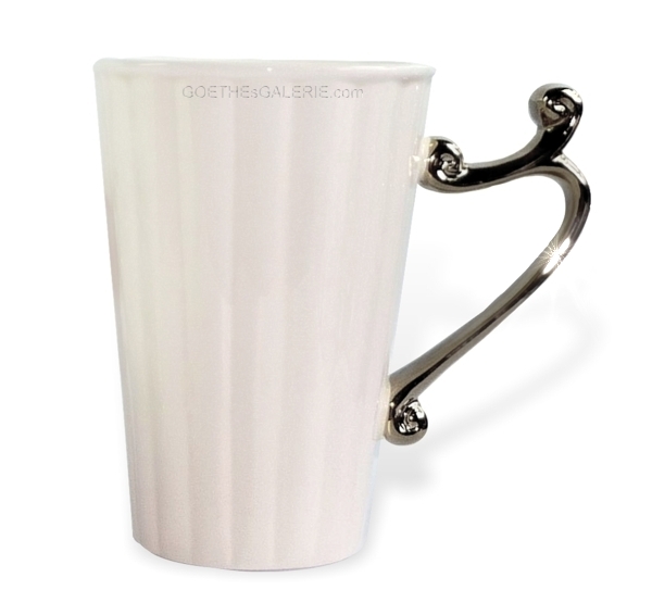 Becher Kaffeebecher Teebecher silbern weiß Porzellan "Silvermaid" Becher Kaffeebecher Teebecher silbern weiß Porzellan "Silvermaid"