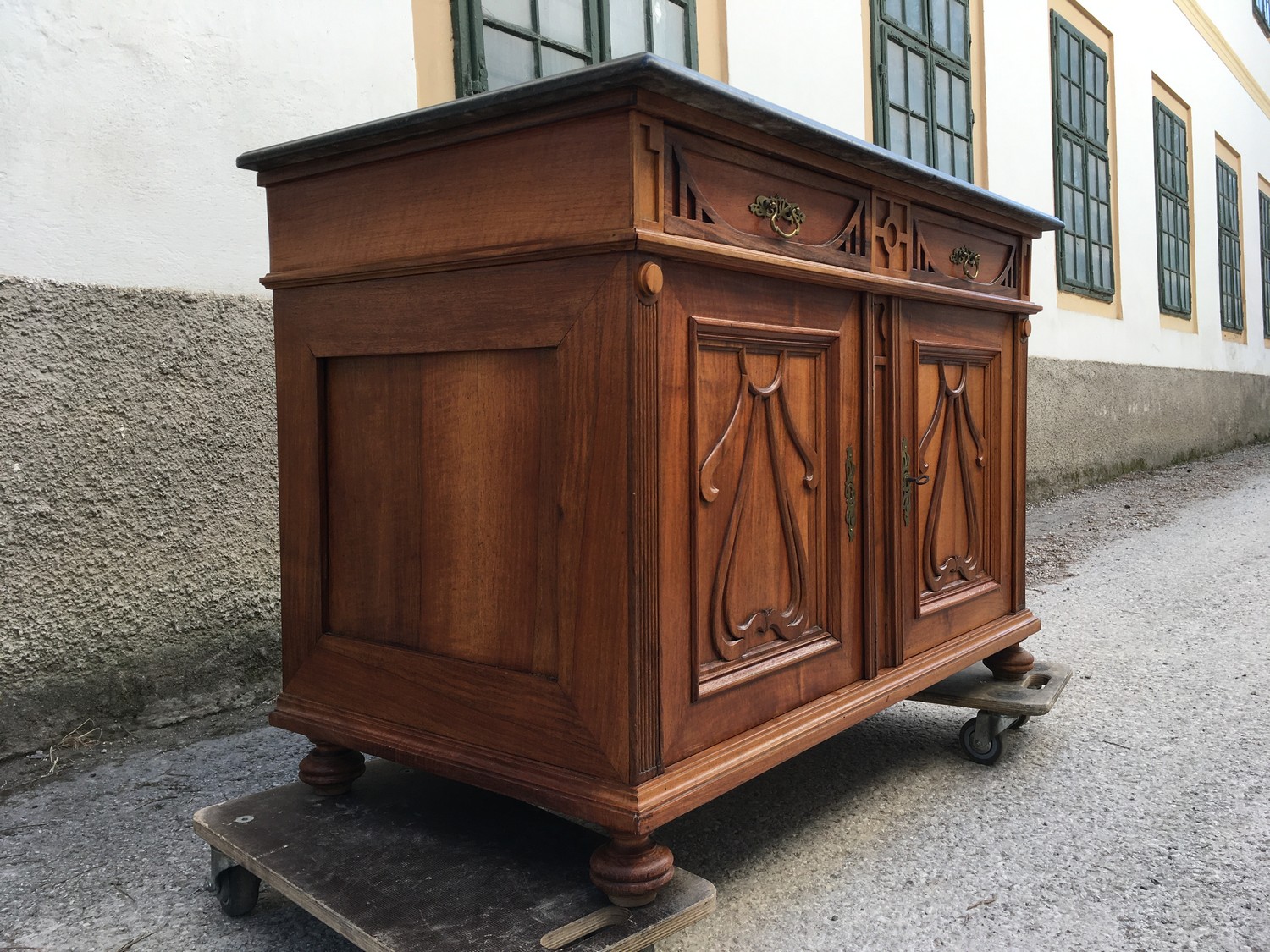 Kommode Anrichte Jugendstil Ornamente antik Marmorplatte Waschtisch