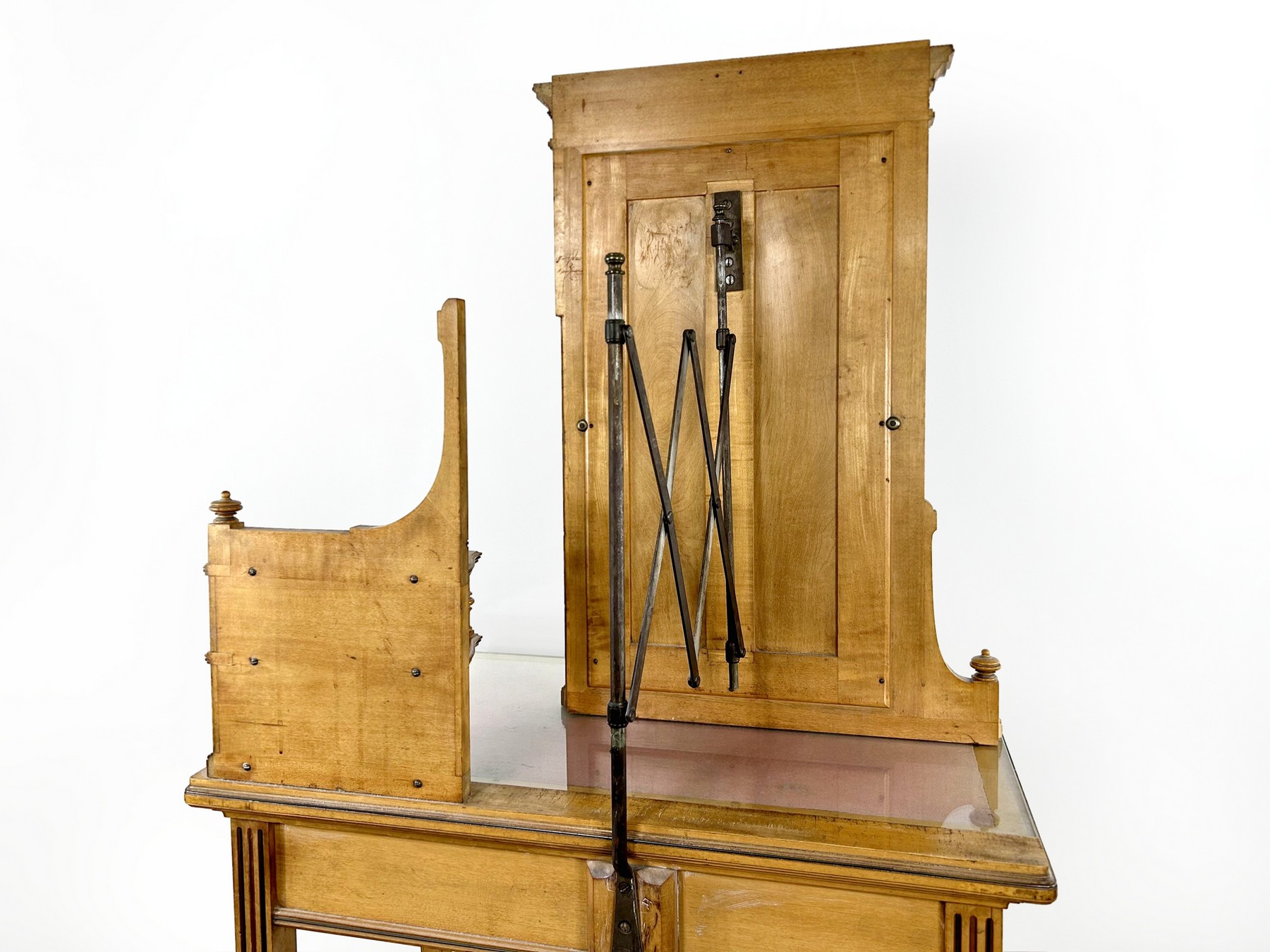 Vintage Scherenmaechanismus Spiegel Tiefenauszug Rückseite