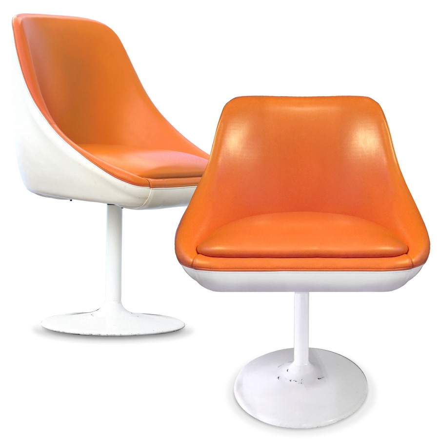 Stuhl Retro Sessel Ufo Design 70er-Jahre Retro Stuhl orange weiß