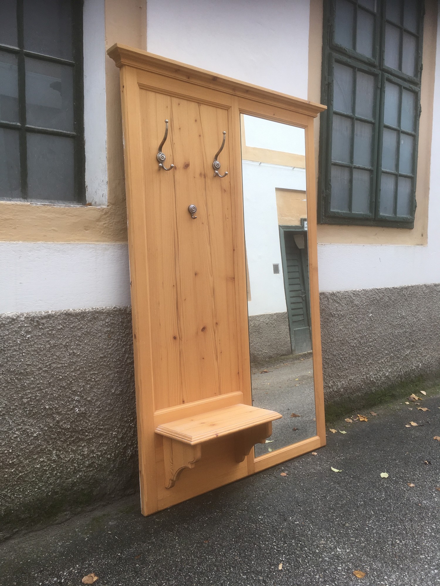 Garderobe Weichholz-Gebürstet Spiegel Garderobenpaneel Landhausstil Dielenschrank