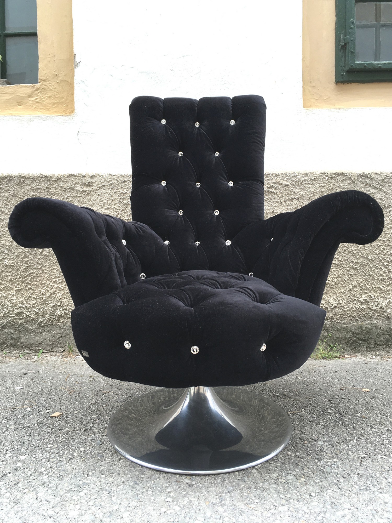 Bretz Stuhl schwarz Sessel Pompadour Swarovski Kristalle Armlehnsessel Design Möbel