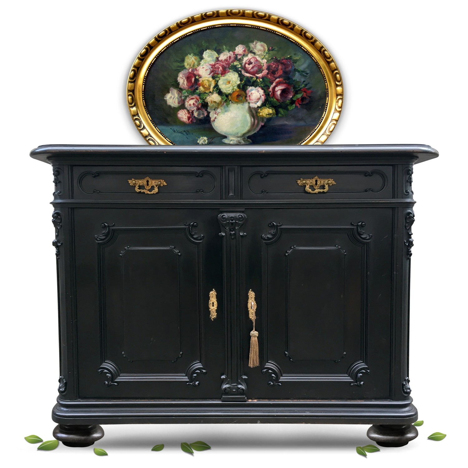 Kommode antiker noir Schrank schwarz Vollholz Möbel Gründerzeit Kommode antiker noir Schrank schwarz Vollholz Möbel Gründerzeit