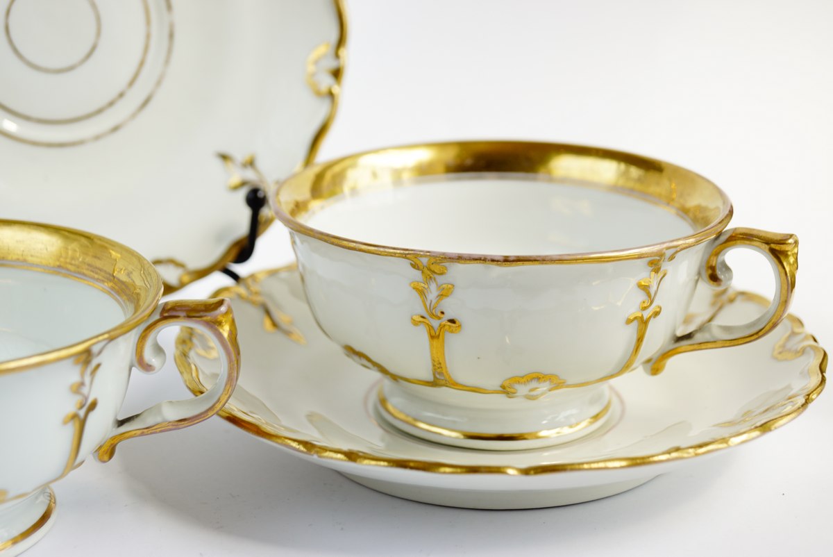 Porzellan Unterteller antik Biedermeier Goldverzierung