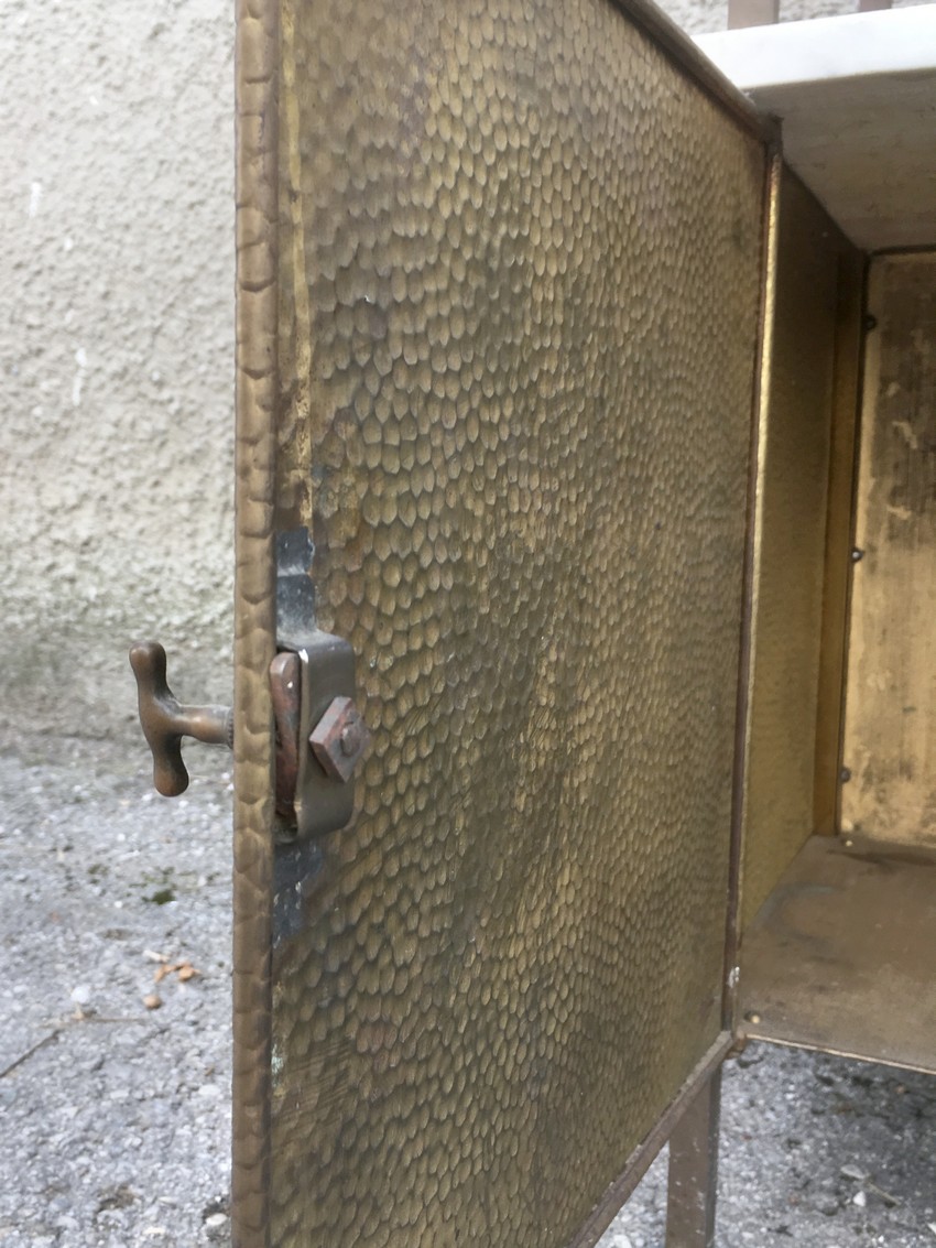 Nachttisch antik Messing Marmor Jugendstil