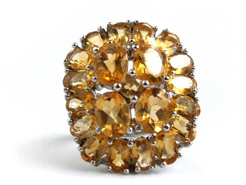 925 Silber Ring Citrin Edelsteine