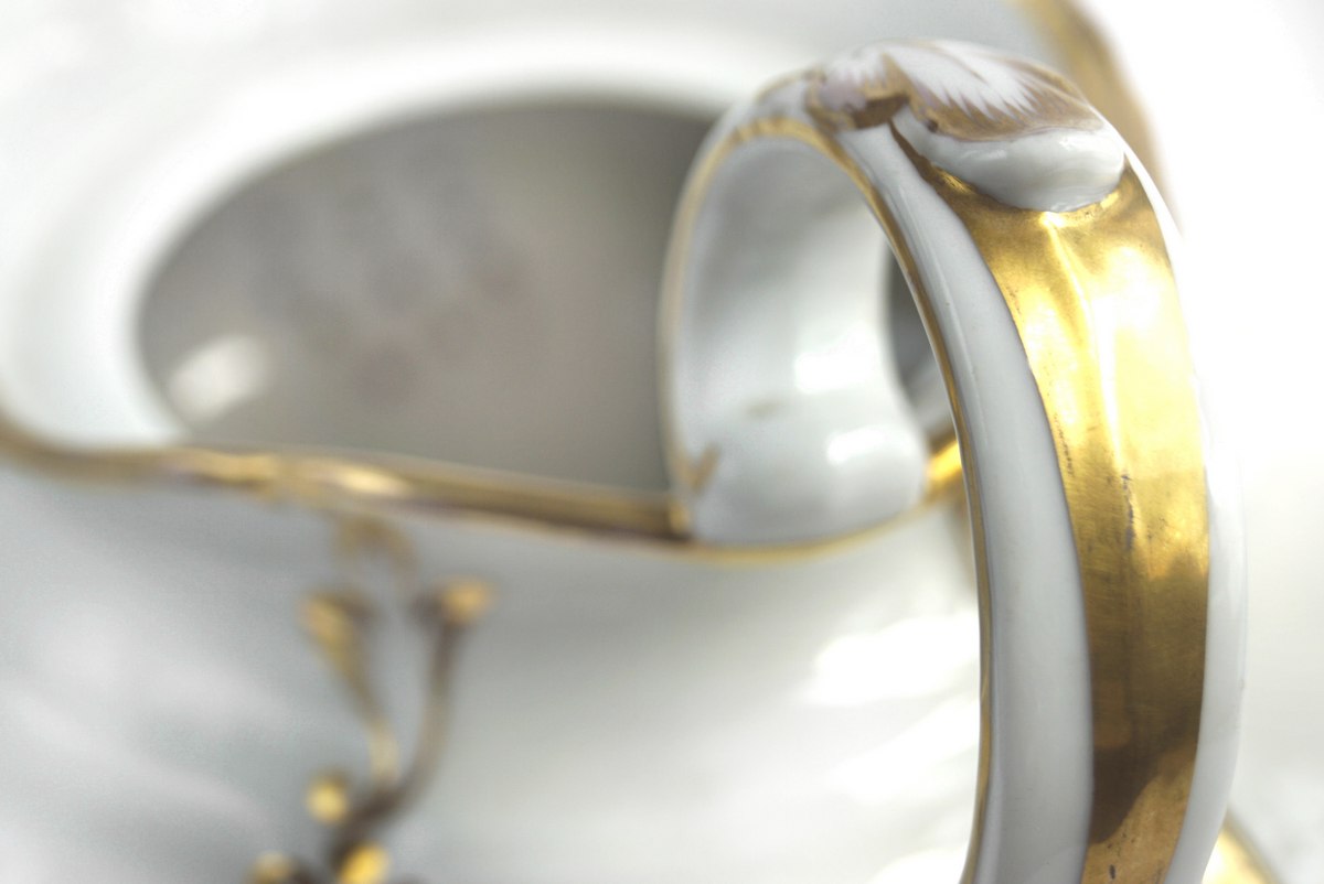 Teekanne antik Biedermeier mit Deckel und Sieb