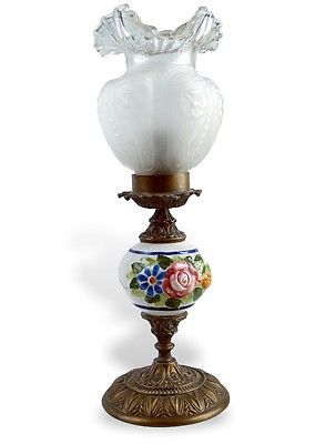 Tischlampe mit schönem Glasschirm, alte Lampe Messing Bronze Keramik Leuchter Tischlampe mit schönem Glasschirm, alte Lampe Messing Bronze Keramik Leuchter