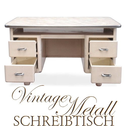 Schreibtisch Metall creme VINTAGE Metallschreibtisch Schreibtisch Metall gebraucht