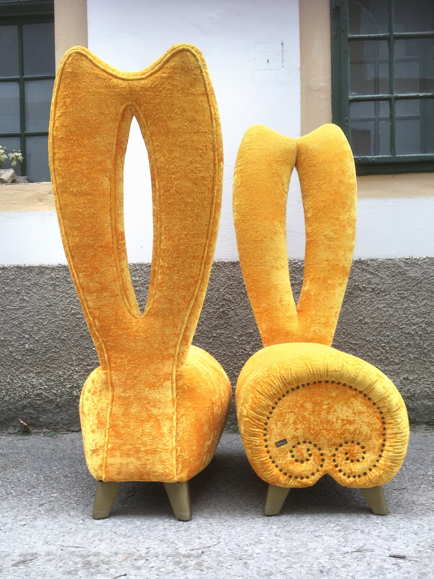 Bretz Sessel BUNNY Hochlehner Stuhl goldgelb Designsessel Original