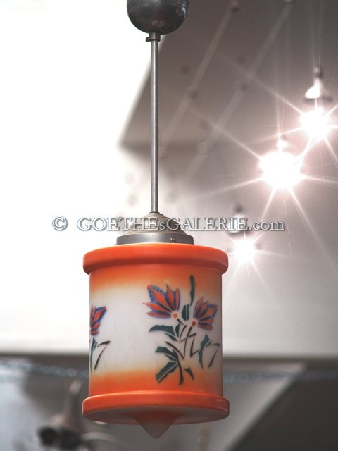 Artdeco Spritzlack Lampe orange Glas Luster