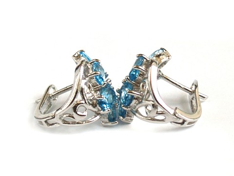 925 Silber Ohrstecker Blautopas