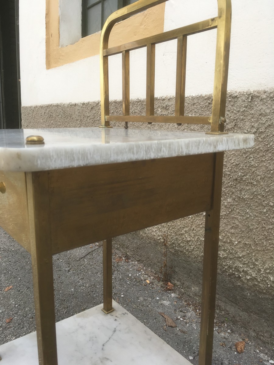 Jugendstil Messing Marmor Tisch