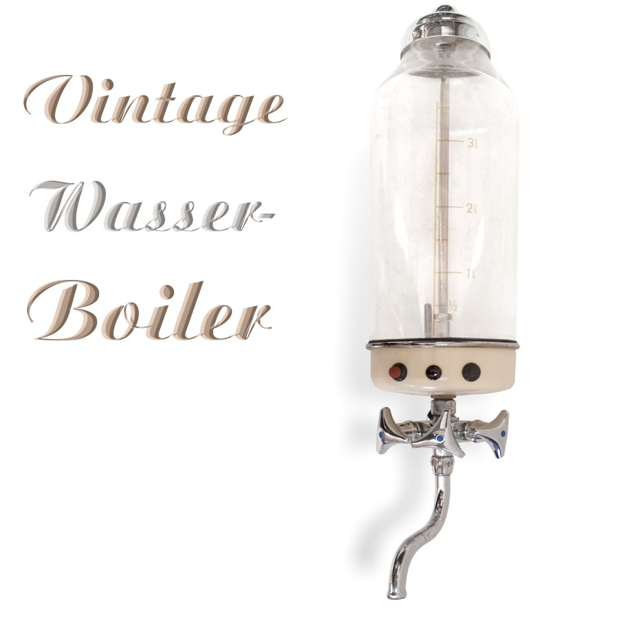 Vintage Wasserboiler Glas Wasserbehälter creme Retro Glas Durchlauferhitzer Retro Waschtisch Wasserboiler
