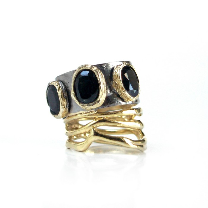 Ring Silber Saphir blau