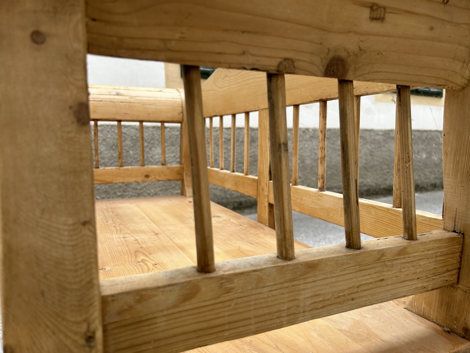 Truhenbank antik restauriert Küchensitzbank