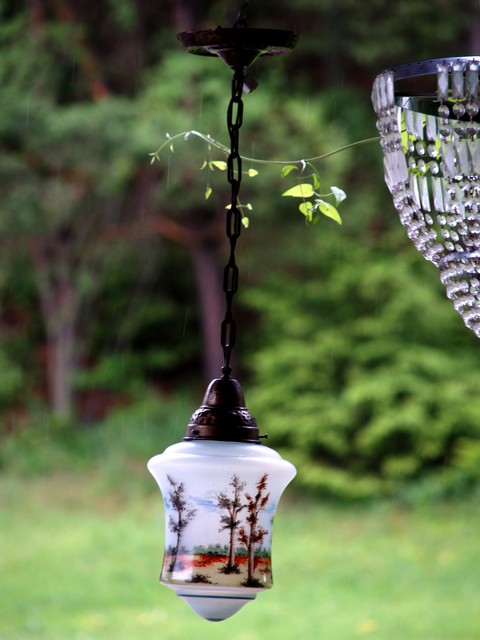 antiker Jugendstil Luster Glas bemalt