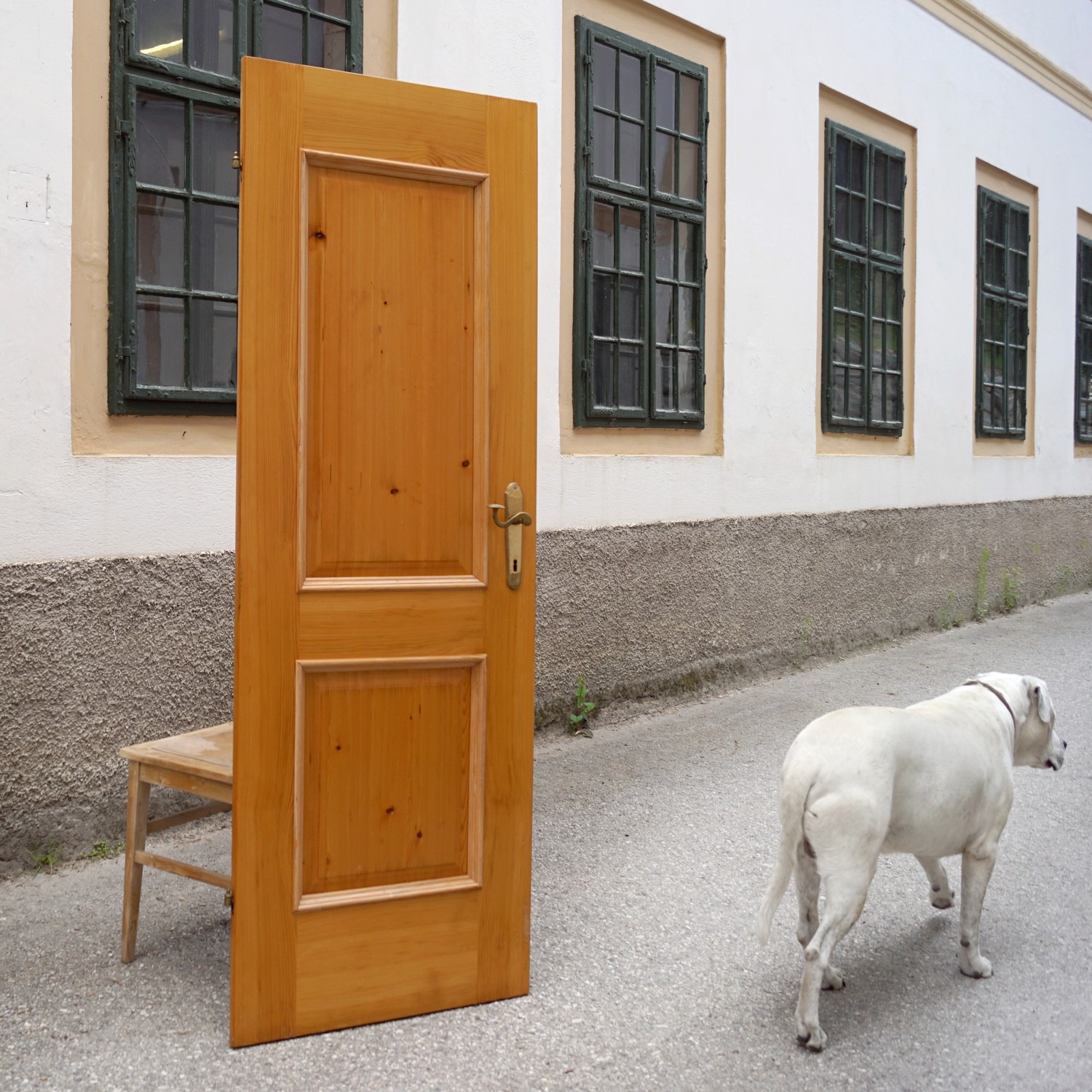 Bauernmöbel bemalte Zimmertür Bauernmalerei grün gitter Garderobe Paneel Vintage Shabby Chic Landhausstil Holztür