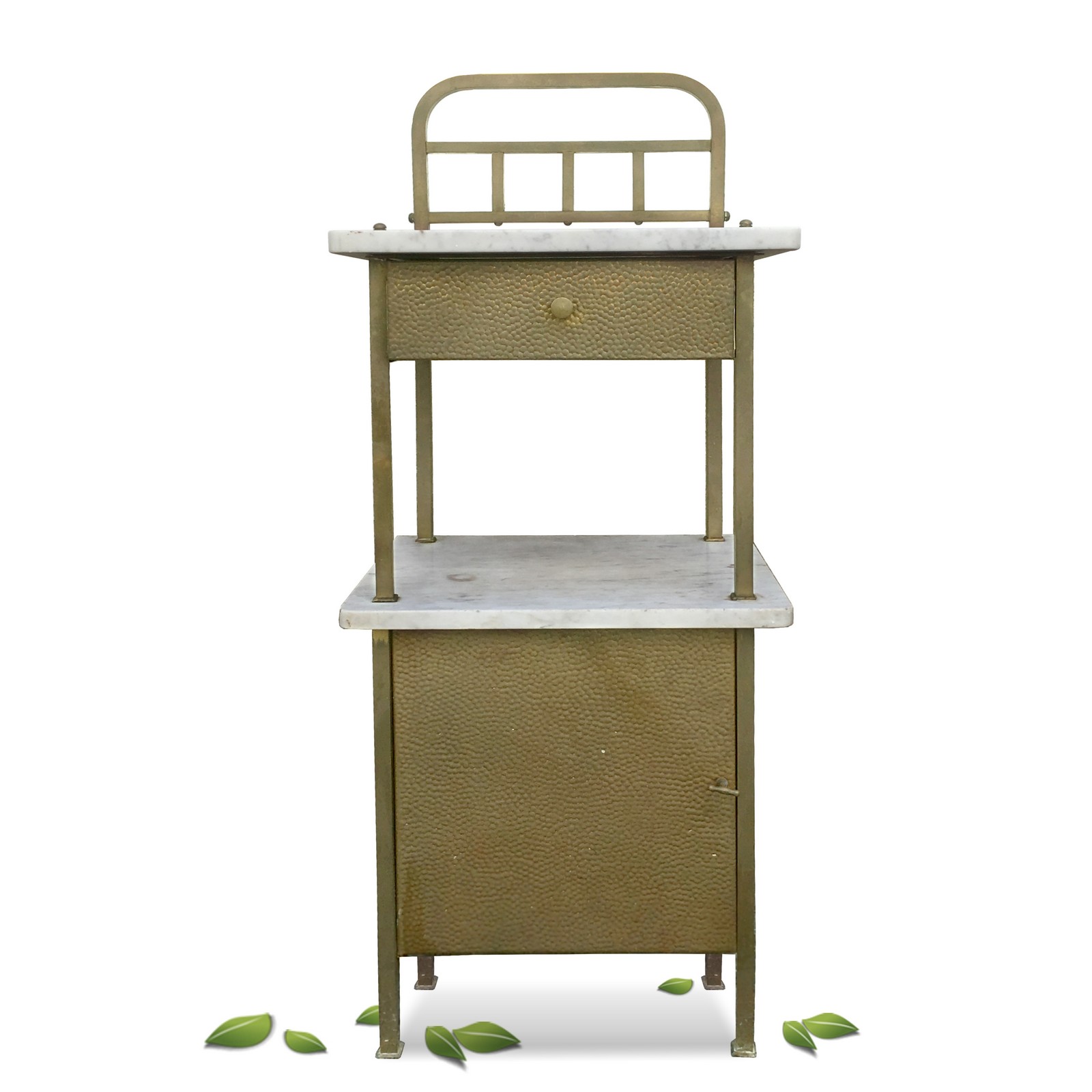 Messing Schrank Nachttisch antik Nachtkasten Marmor Jugendstil Kommode Nachttisch antik Messing Marmor Jugendstil