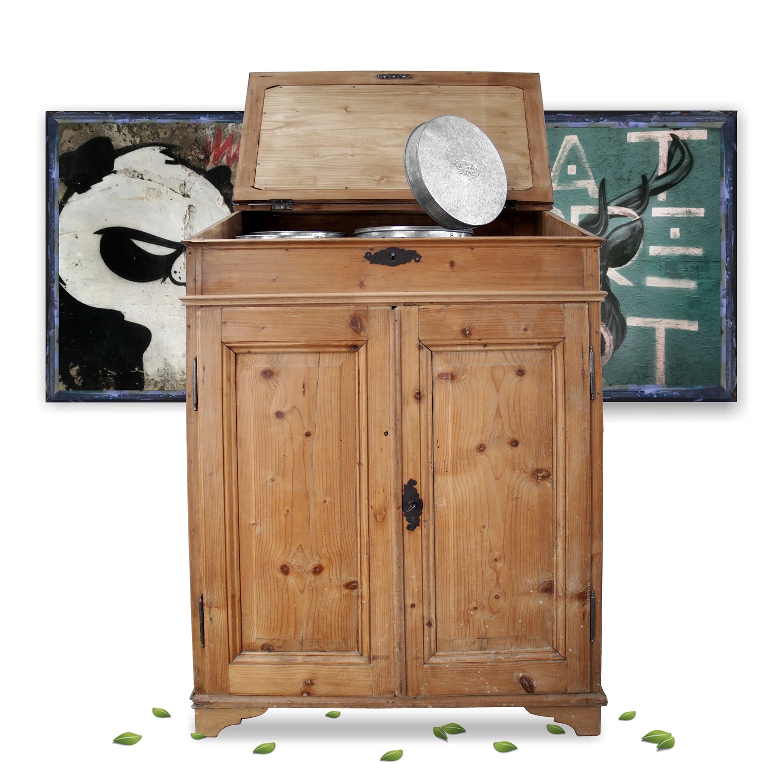 Küchenbauernschrank antik 1880 Kommode "Almerl" Landhausmöbel  Antiker Küchenschrank Naturholz Landhausstil Antiquität Vertiko Truhenbankschrank
