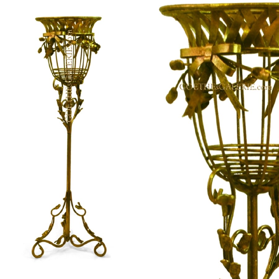 BLUMENSTÄNDER antik gold Shabby Chic Windlicht Shabby Chic Kerzenständer groß Metall golden