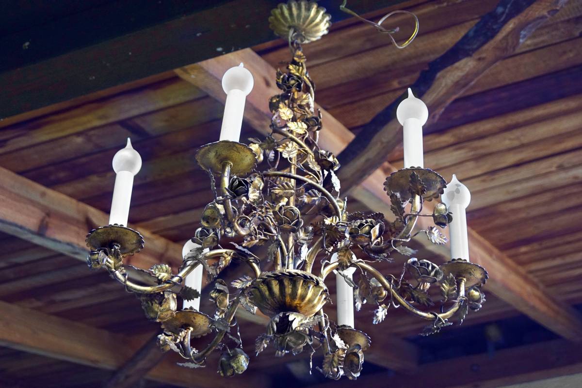 Vintage Kronleuchter Rosen vergoldet Jugendstil Mid Century Regency-Stil