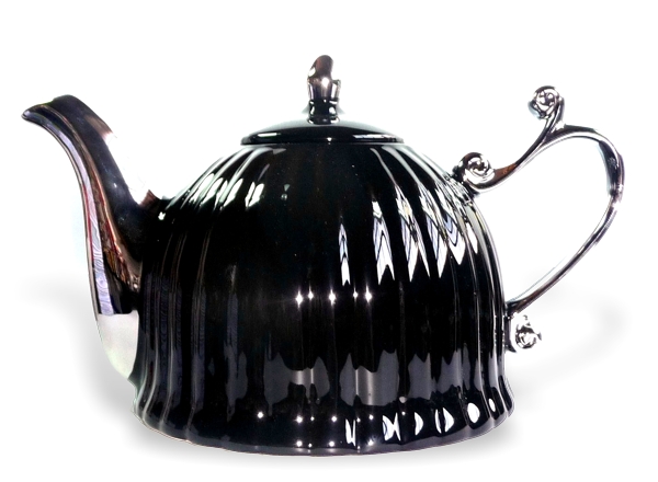 Teekanne Kaffeekanne Porzellan Shabby Chic Noir & Silber Teekanne Kaffeekanne Porzellan Shabby Chic Noir & Silber