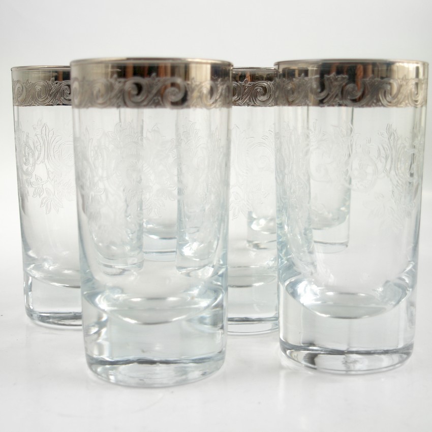 Wassergläser Kristall Silberrand Murano