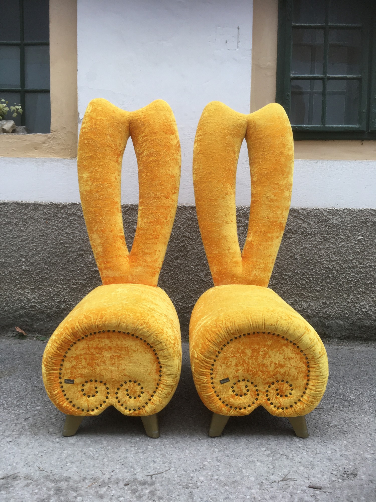 Bretz Sessel BUNNY Hochlehner Stuhl goldgelb Designsessel Original