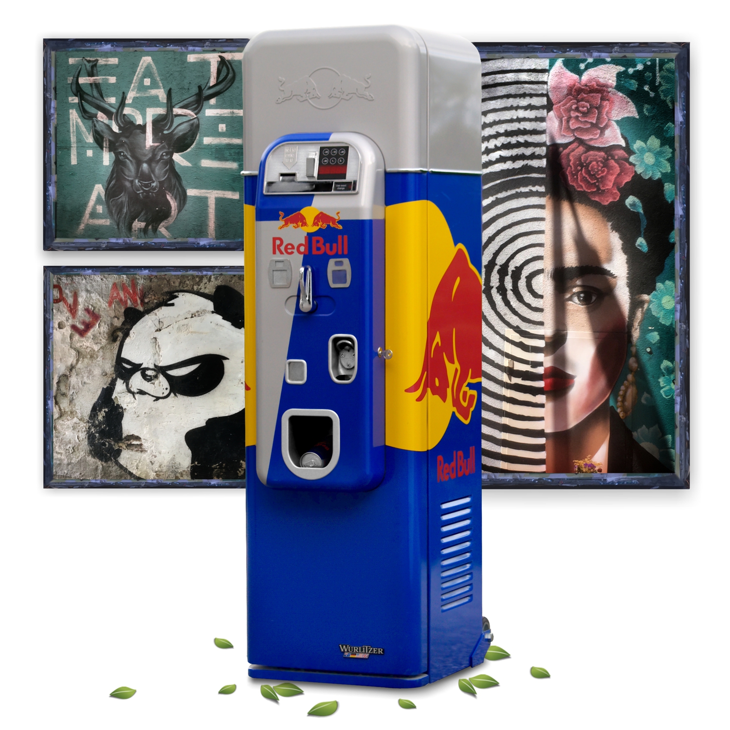 Wurlitzer Getränkeautomat Redbull Kühlschrank Getränkekühlschrank Getränkeautomat neuwertig Ausstellungsstück Vending Vendo Retro Design Industrialdesign