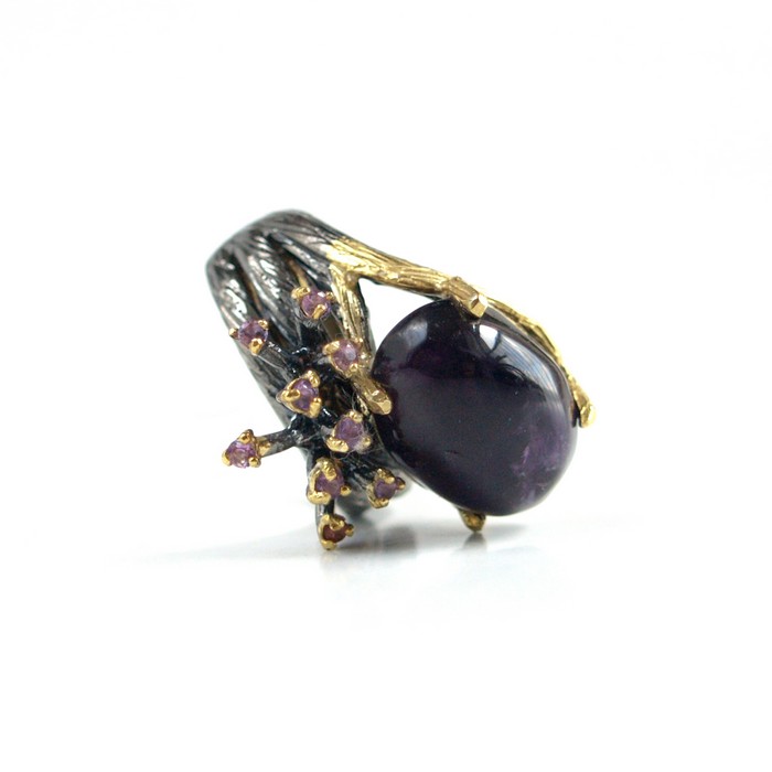 Ring 925 Silber Edelsteine Amethyst violett