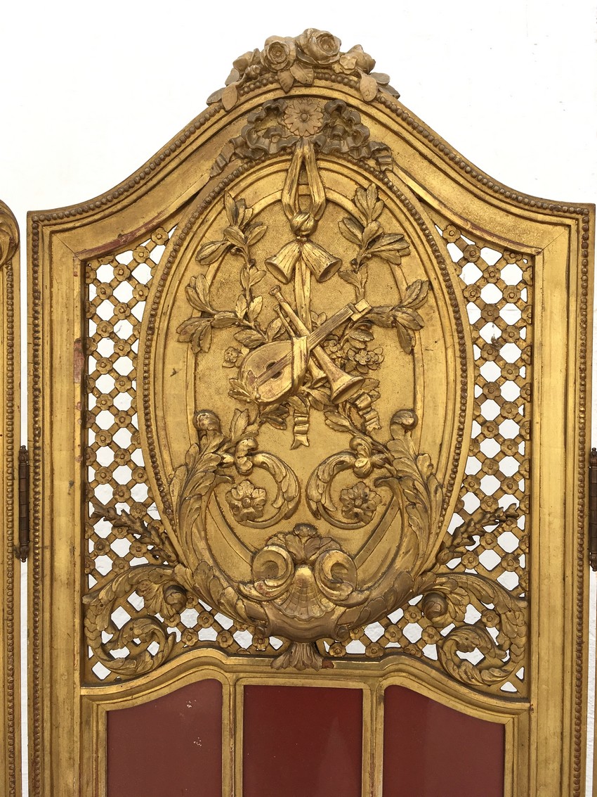 Paravent antik Rokoko vergoldet Empire