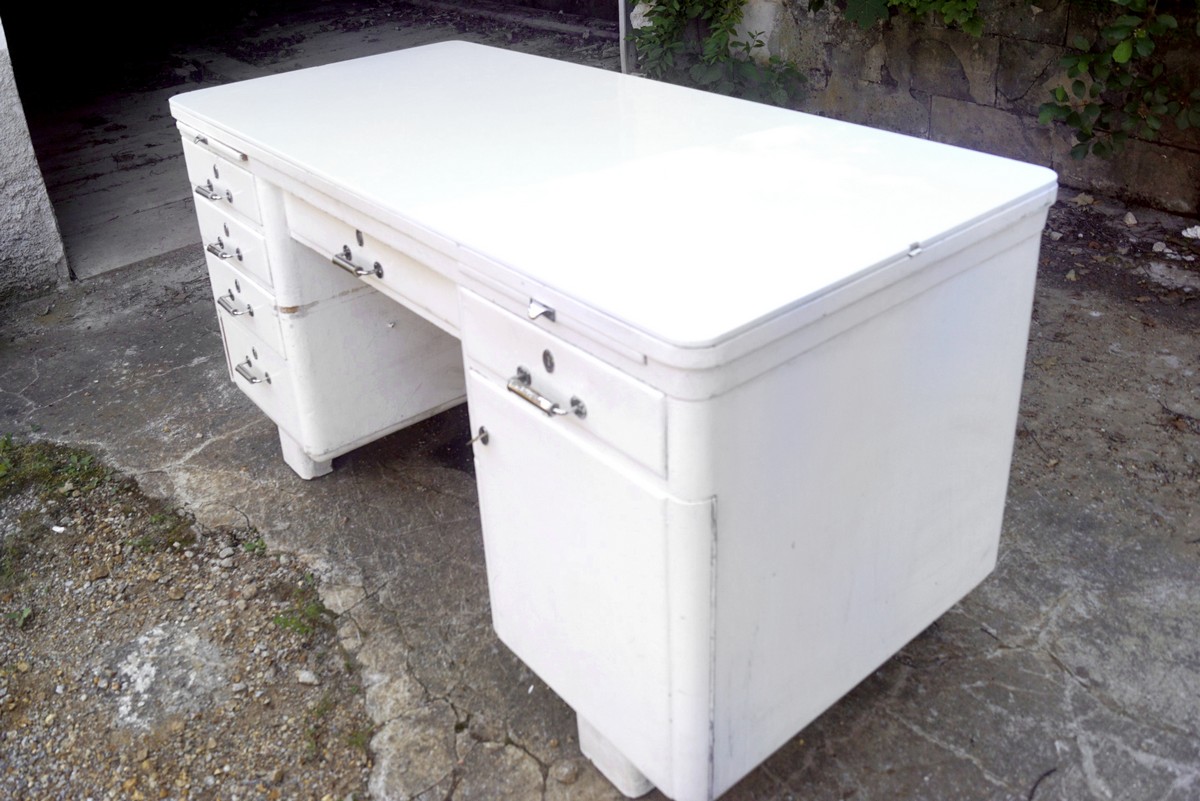 Art Deco Arztschreibtisch creme