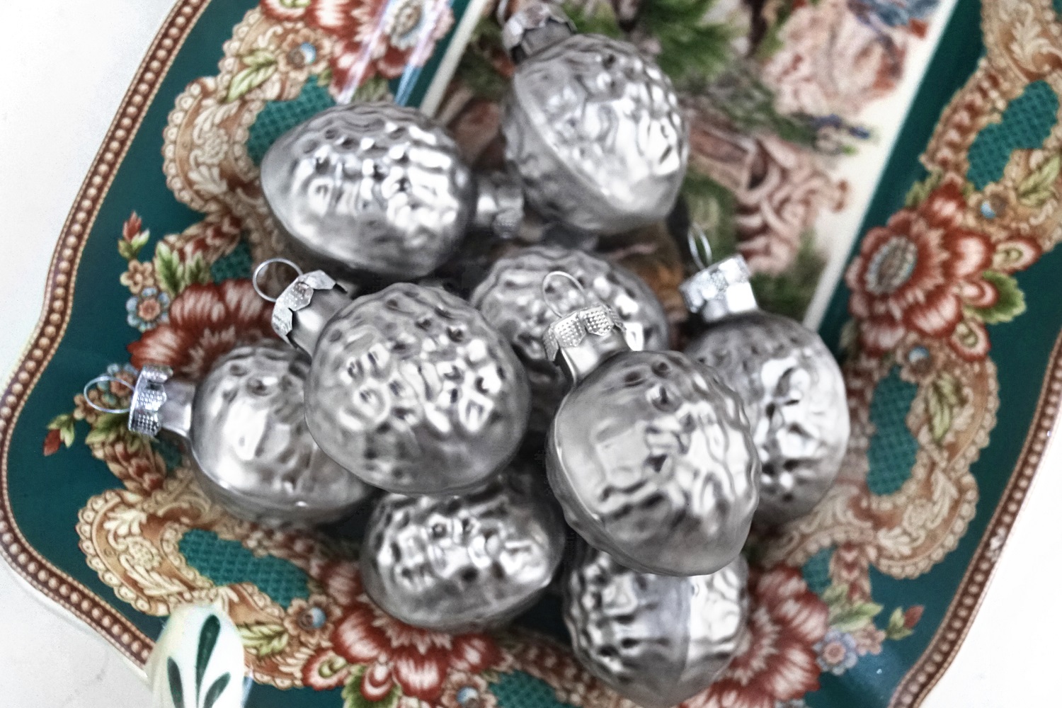 Christbaumschmuck Glas Nüsse silber Weihnachtsbaumschmuck Weihnachten