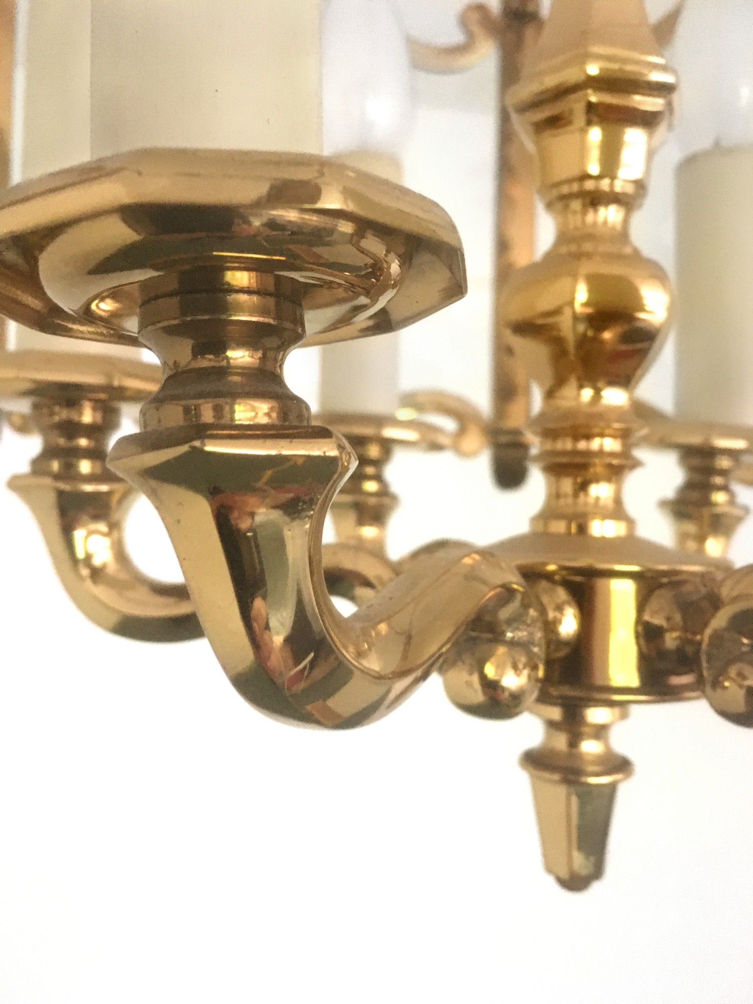 Kronleuchter Vintage Messing Glas Kristall antik Hängelampe golden