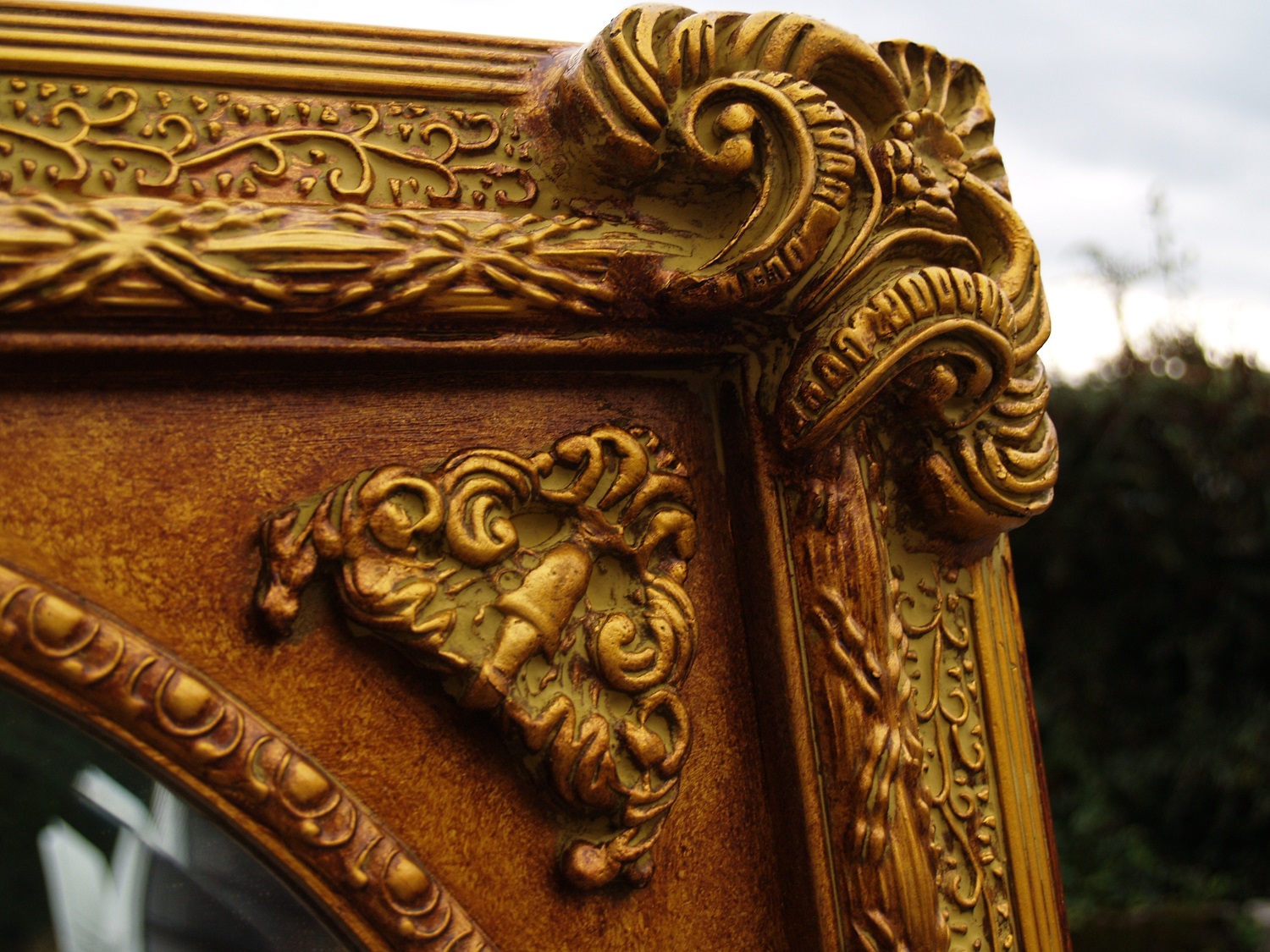 Barockstil Spiegel goldener Rahmen groß Hörner Hgold