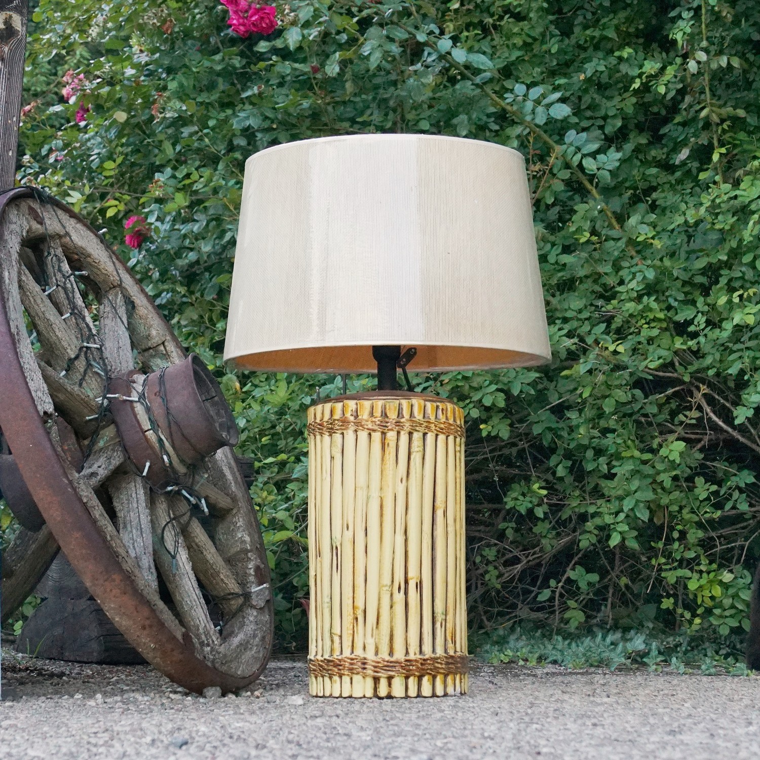 Orion Tischlampe Keramik Bambusdekor neuwertig