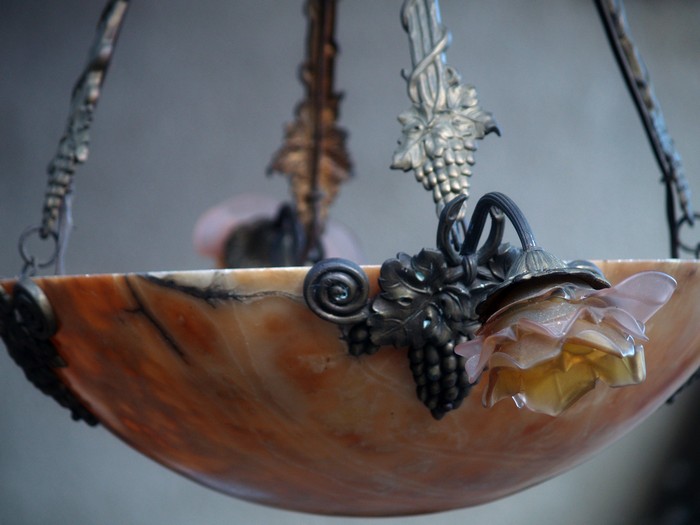 Lampenschirm Antik Blumen Glas