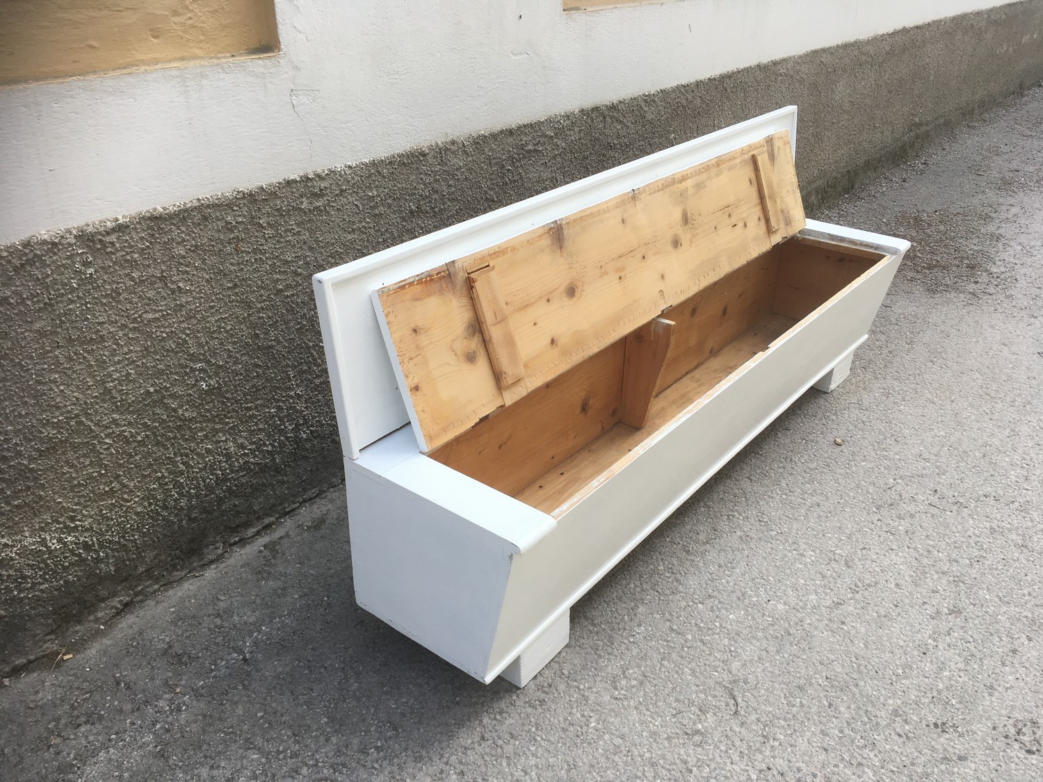 Küchenbank Vintage Sitztruhe Truhenbank Shabby Chic weiß Retro Sixties