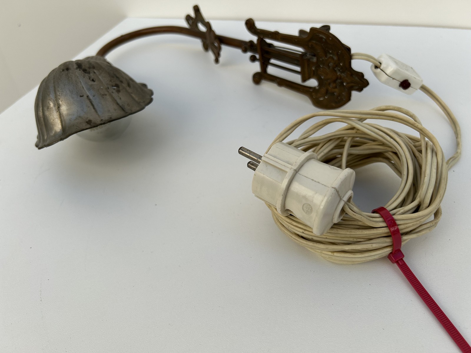 Vintage Klemmlampe antiker Leuchter Orchesterlampe Notenständer Muschel Lyra Wandlampe Tischlampe Tischleuchter Antiquität Art Deco