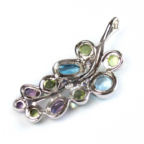 Anhänger 925 Silber Edelsteine Topas, Amethyst und Peridot Schmuck handgefertigt