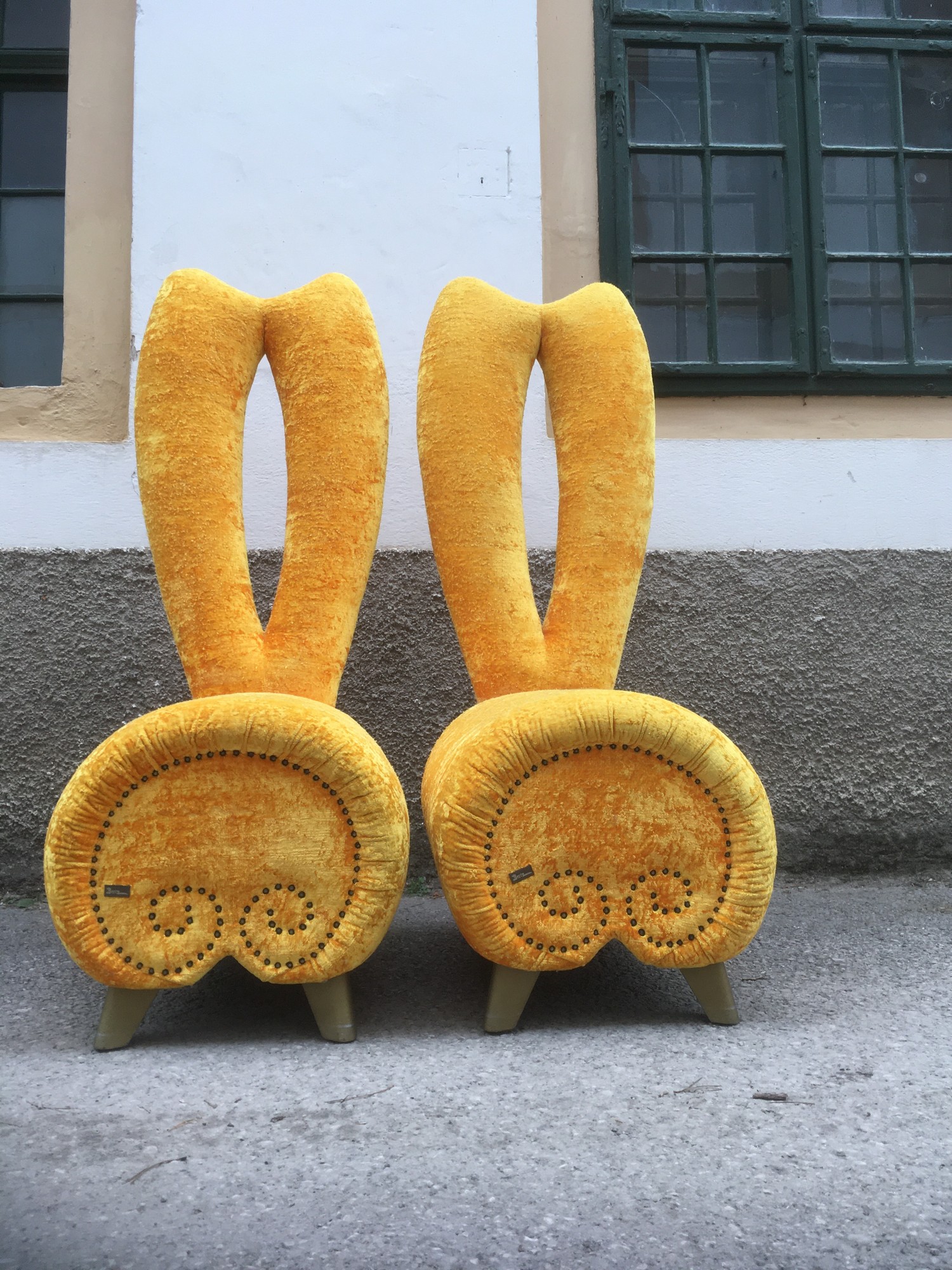 Bretz Sessel BUNNY Hochlehner Stuhl goldgelb Designsessel Original Sofamöbel