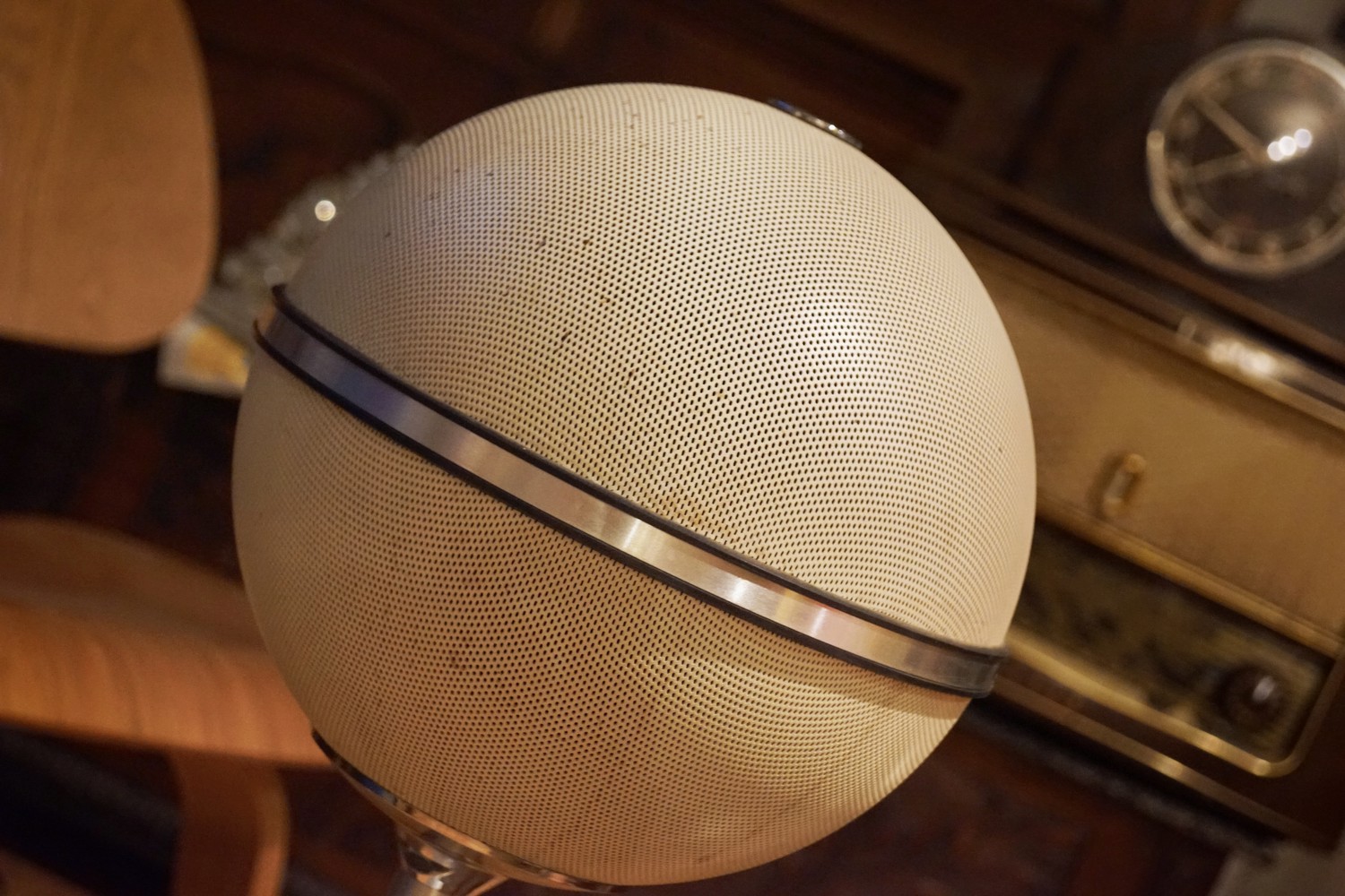 GRUNDIG AUDIORAMA retro Ball BOXEN 4000/5000 Kugellautsprecher Fernseher Verstärker Design 70er-Jahre silber chrom