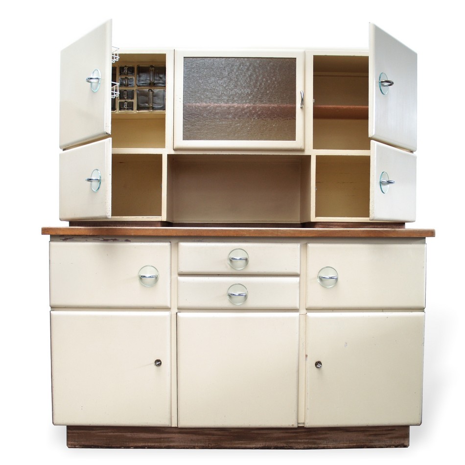 Vintage Buffet Küchenschrank weiß creme Midcentury 50er 60er-Jahre Retro Buffet Retro Küche Poggenpohl Schrank Küchenschrank